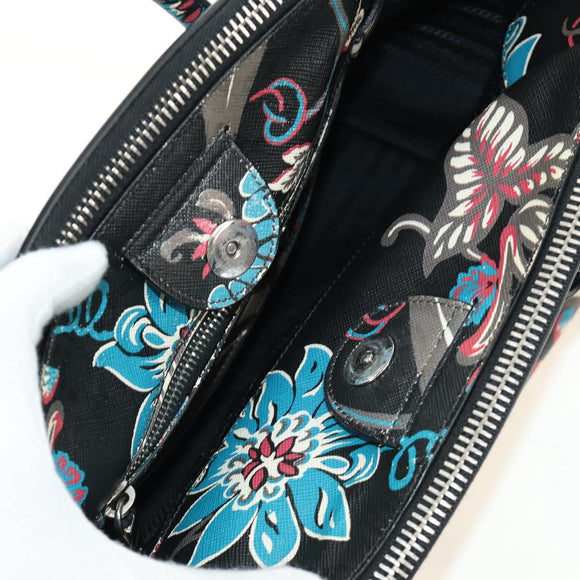PRADA Hand Bag Safiano Leather 2way Multicolor Silver Auth 188781M