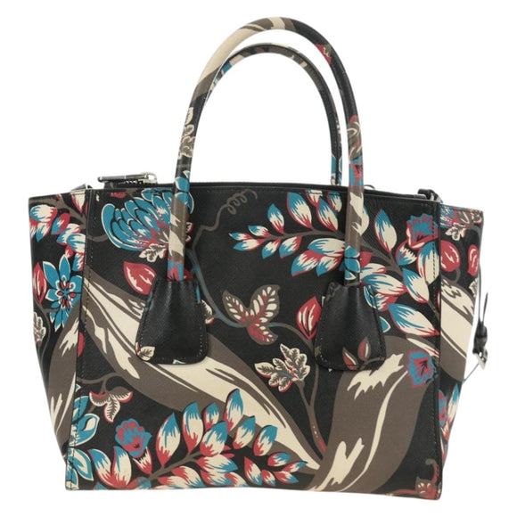 PRADA Hand Bag Safiano Leather 2way Multicolor Silver Auth 188781M