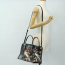 PRADA Hand Bag Safiano Leather 2way Multicolor Silver Auth 188781M-31