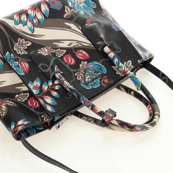 PRADA Hand Bag Safiano Leather 2way Multicolor Silver Auth 188781M
