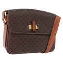 CELINE Macadam Canvas Shoulder Bag PVC Leather Brown Gold Auth 188782-1