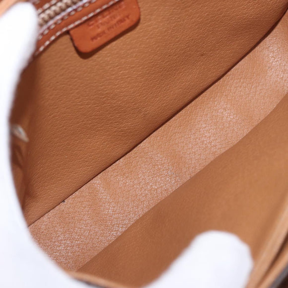 CELINE Macadam Canvas Schoudertas PVC Leer Bruin Goud Auth 188782