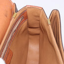 CELINE Macadam Canvas Shoulder Bag PVC Leather Brown Gold Auth 188782-18
