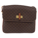 CELINE Macadam Canvas Shoulder Bag PVC Leather Brown Gold Auth 188782-2