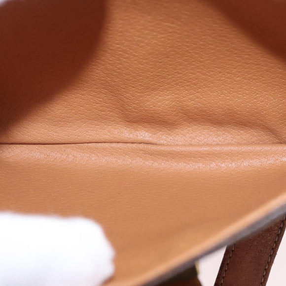 CELINE Macadam Canvas Schoudertas PVC Leer Bruin Goud Auth 188782