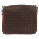 CELINE Macadam Canvas Shoulder Bag PVC Leather Brown Gold Auth 188782-3