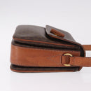 CELINE Macadam Canvas Shoulder Bag PVC Leather Brown Gold Auth 188782-4