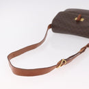 CELINE Macadam Canvas Shoulder Bag PVC Leather Brown Gold Auth 188782-7