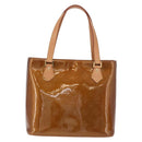 LOUIS VUITTON Monogram Vernis Houston Hand Bag Bronze M91122 LV Auth 188786A-2