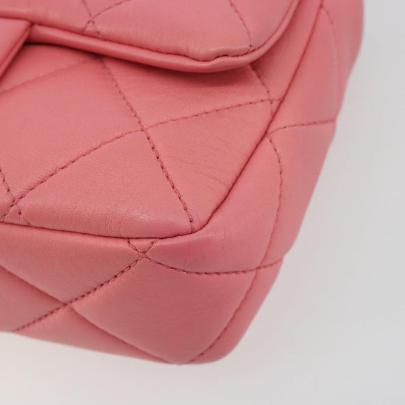 CHANEL Matelasse Chain Shoulder Bag Lamb Skin Pink Gold CC Auth 188796SM