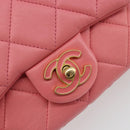 CHANEL Matelasse Chain Shoulder Bag Lamb Skin Pink Gold CC Auth 188796SM-19