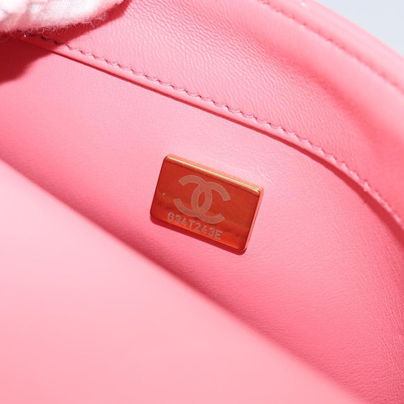 CHANEL Matelasse Chain Shoulder Bag Lamb Skin Pink Gold CC Auth 188796SM