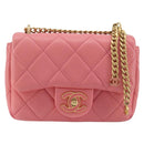 CHANEL Matelasse Chain Shoulder Bag Lamb Skin Pink Gold CC Auth 188796SM-13