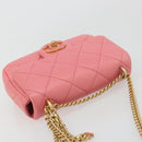 CHANEL Matelasse Chain Shoulder Bag Lamb Skin Pink Gold CC Auth 188796SM-6