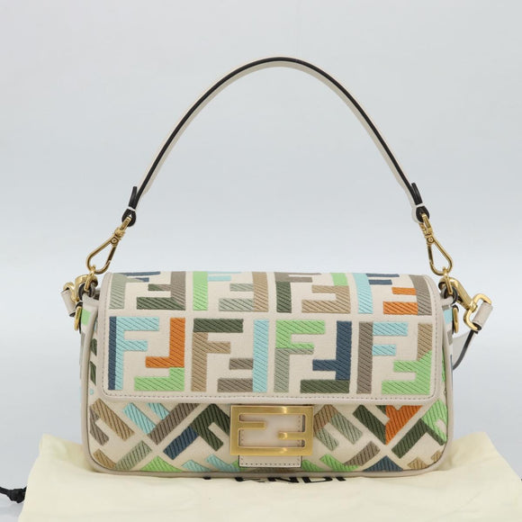FENDI Zucca Canvas Mamma Baguette Bag 2way Multicolor Gold Auth 188798SM