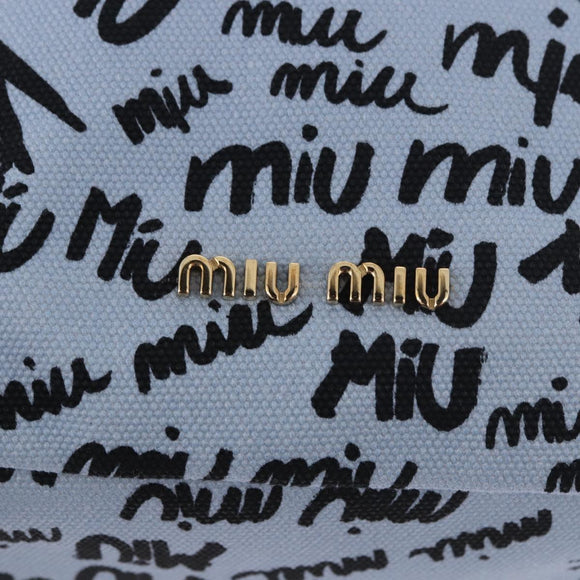 Miu Miu Purse Hand Bag Canvas Blue Gold Auth 188801SAM