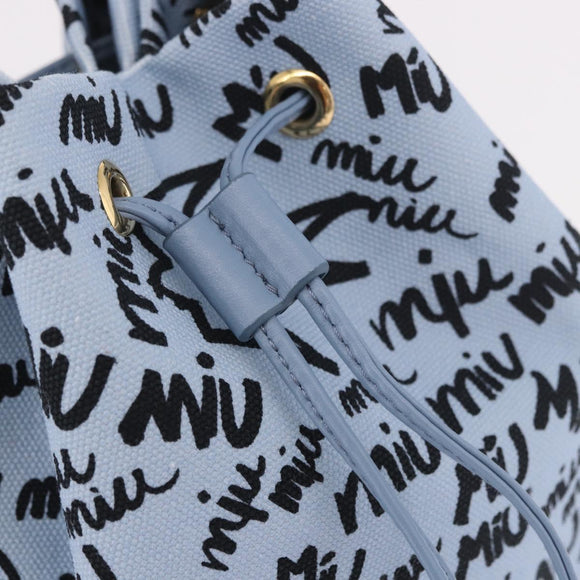Miu Miu Purse Hand Bag Canvas Blue Gold Auth 188801SAM