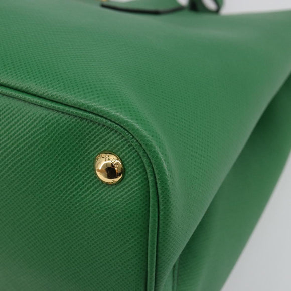 PRADA Hand Bag Safiano leather Green Gold Auth 188804SAM