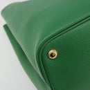 PRADA Hand Bag Safiano leather Green Gold Auth 188804SAM-11