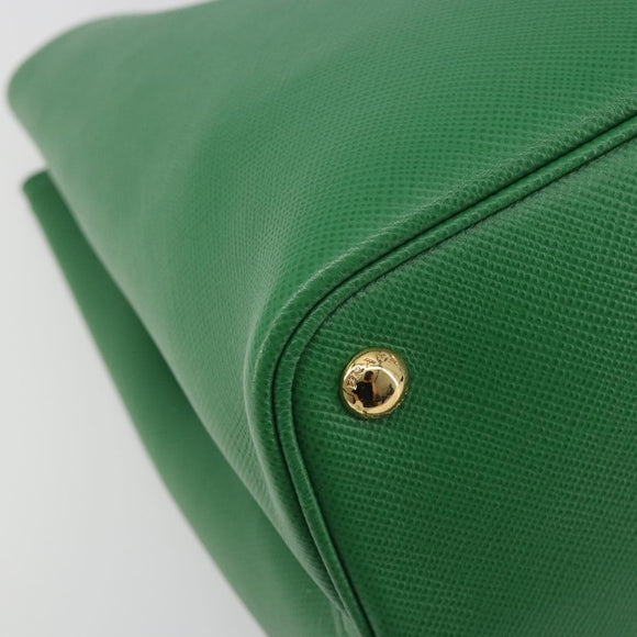PRADA Hand Bag Safiano leather Green Gold Auth 188804SAM