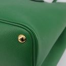 PRADA Hand Bag Safiano leather Green Gold Auth 188804SAM-12
