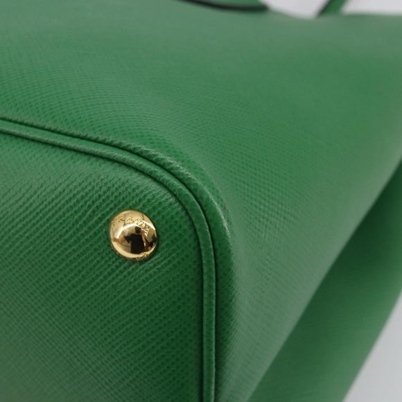 PRADA Hand Bag Safiano leather Green Gold Auth 188804SAM