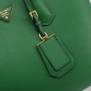 PRADA Hand Bag Safiano leather Green Gold Auth 188804SAM-14