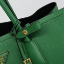 PRADA Hand Bag Safiano leather Green Gold Auth 188804SAM-15