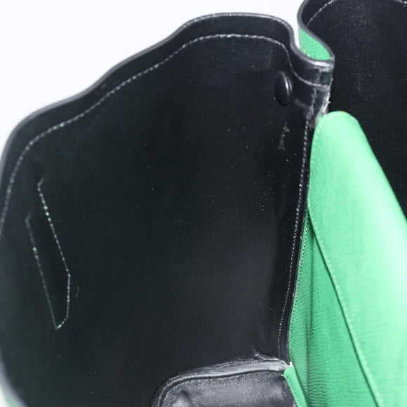 PRADA Hand Bag Safiano leather Green Gold Auth 188804SAM