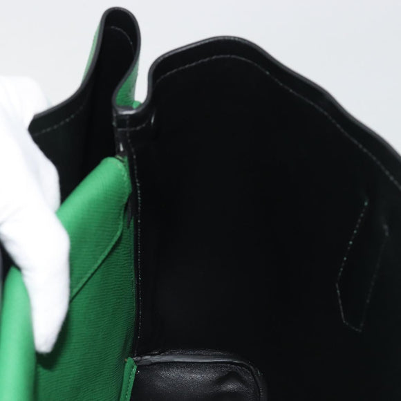 PRADA Hand Bag Safiano leather Green Gold Auth 188804SAM