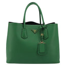 PRADA Hand Bag Safiano leather Green Gold Auth 188804SAM-2