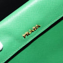 PRADA Hand Bag Safiano leather Green Gold Auth 188804SAM-20