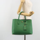 PRADA Hand Bag Safiano leather Green Gold Auth 188804SAM-25