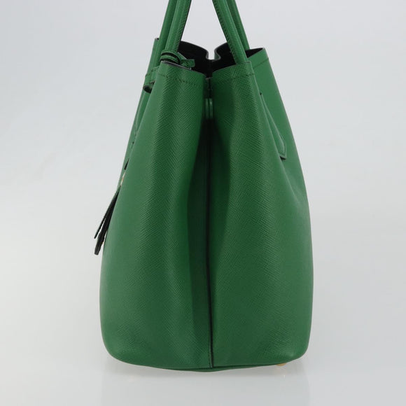 PRADA Hand Bag Safiano leather Green Gold Auth 188804SAM