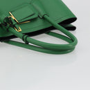PRADA Hand Bag Safiano leather Green Gold Auth 188804SAM-7