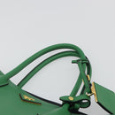 PRADA Hand Bag Safiano leather Green Gold Auth 188804SAM-8