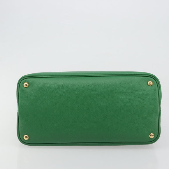 PRADA Hand Bag Safiano leather Green Gold Auth 188804SAM