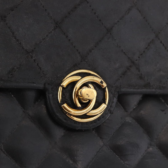 CHANEL Matelasse Chain Shoulder Bag Leather Black Gold CC Auth 188806