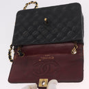 CHANEL Matelasse Chain Shoulder Bag Leather Black Gold CC Auth 188806-19