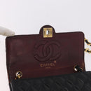 CHANEL Matelasse Chain Shoulder Bag Leather Black Gold CC Auth 188806-20