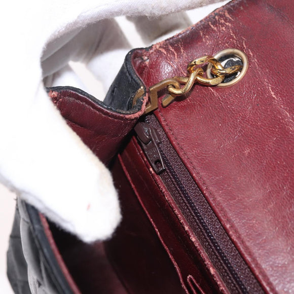 CHANEL Matelasse Chain Shoulder Bag Leather Black Gold CC Auth 188806