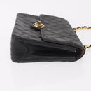 CHANEL Matelasse Chain Shoulder Bag Leather Black Gold CC Auth 188806-4