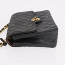 CHANEL Matelasse Chain Shoulder Bag Leather Black Gold CC Auth 188806-5