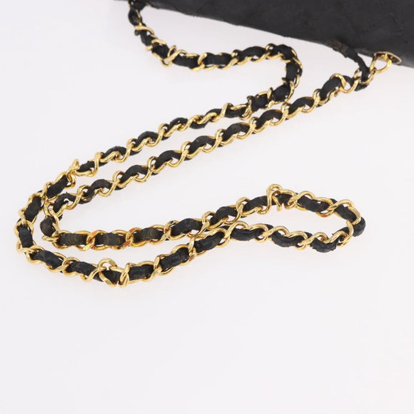CHANEL Matelasse Chain Shoulder Bag Leather Black Gold CC Auth 188806