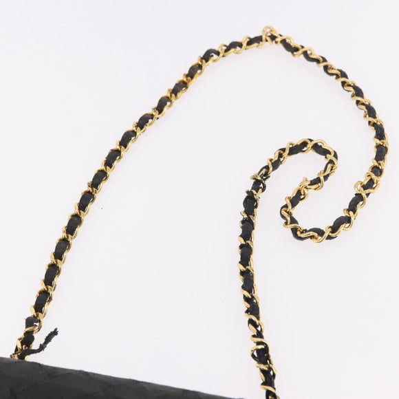 CHANEL Matelasse Chain Shoulder Bag Leather Black Gold CC Auth 188806