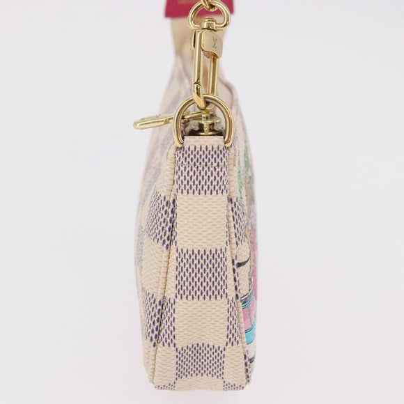 LOUIS VUITTON Damier Azur Vivienne Mini Pochette Accessoires N60487 Auth 188812SAM