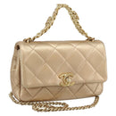 CHANEL Matelasse Chain Shoulder Bag Leather 2way Gold CC Auth 188813SM-1