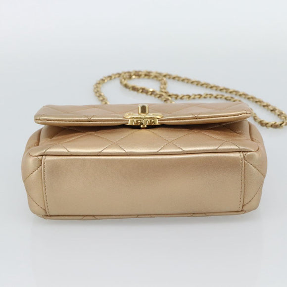 CHANEL Matelasse Chain Shoulder Bag Leather 2way Gold CC Auth 188813SM