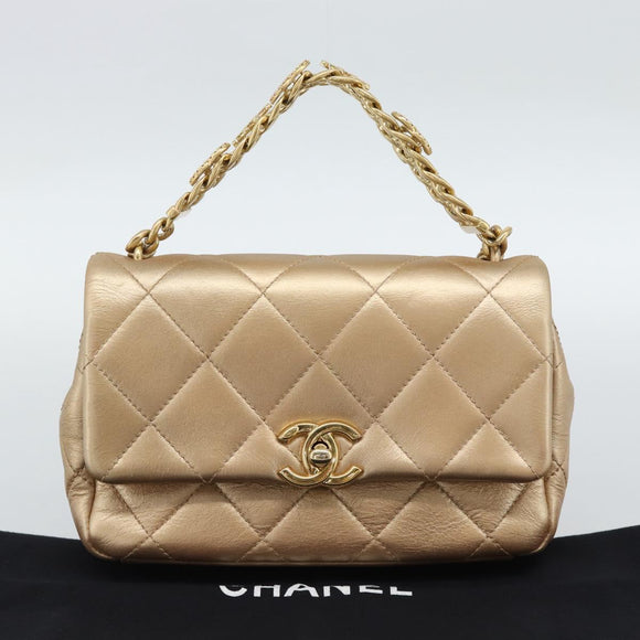 CHANEL Matelasse Chain Shoulder Bag Leather 2way Gold CC Auth 188813SM