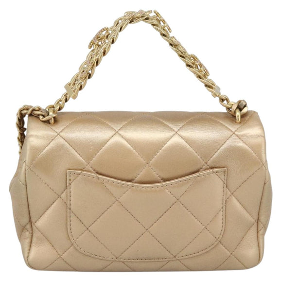 CHANEL Matelasse Chain Shoulder Bag Leather 2way Gold CC Auth 188813SM